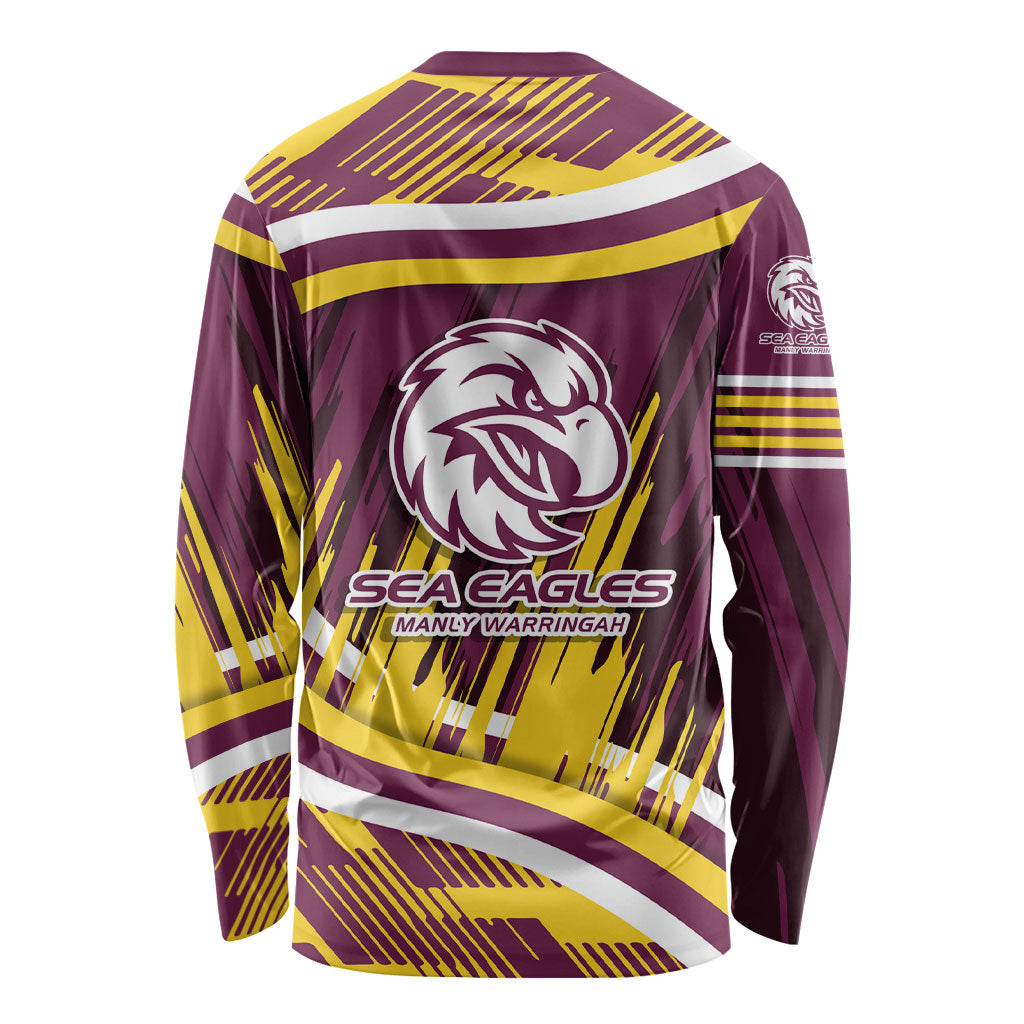 Sea Eagles Rugby Mascot Long Sleeve Shirt Fierce Athlete Graphic in Sports Style