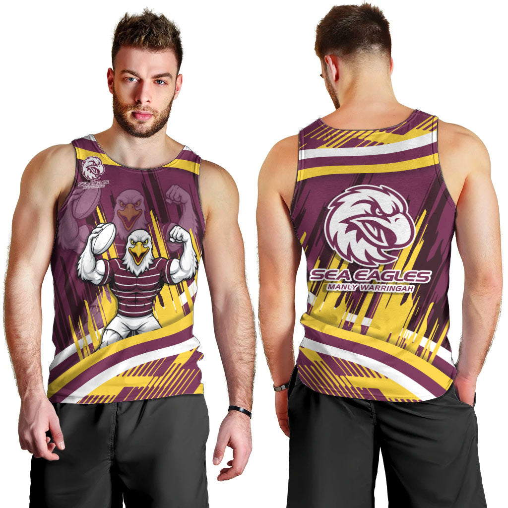 Sea Eagles Rugby Mascot Men Tank Top Fierce Athlete Graphic in Sports Style