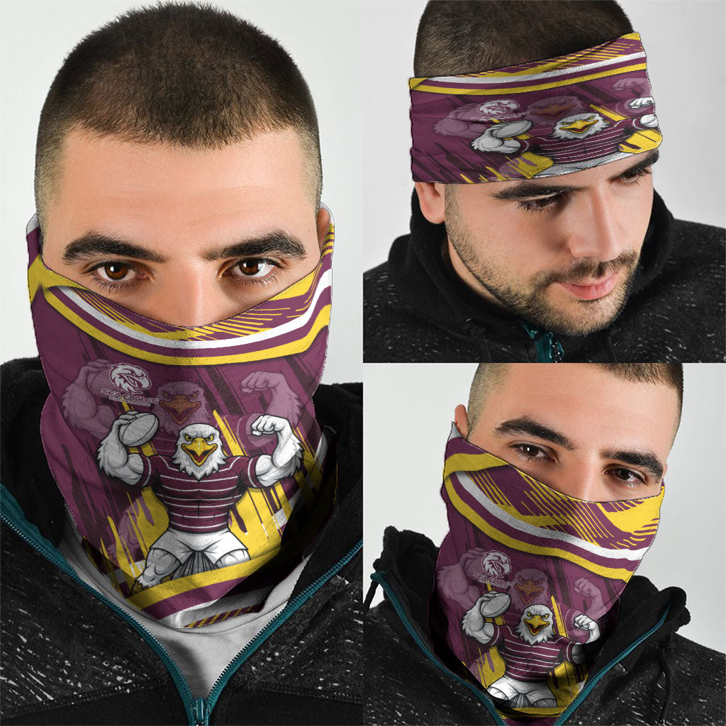 Sea Eagles Rugby Mascot Neck Gaiter Fierce Athlete Graphic in Sports Style