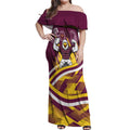 Sea Eagles Rugby Mascot Off Shoulder Maxi Dress Fierce Athlete Graphic in Sports Style