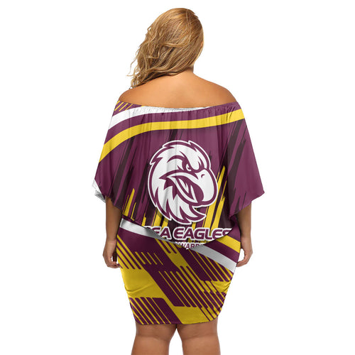 Sea Eagles Rugby Mascot Off Shoulder Short Dress Fierce Athlete Graphic in Sports Style