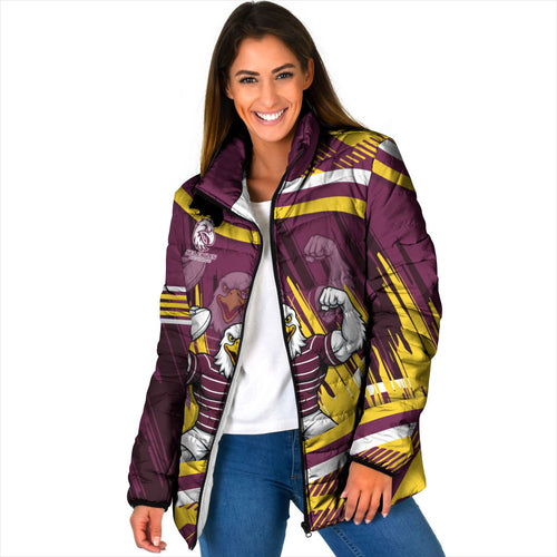 Sea Eagles Rugby Mascot Padded Jacket Fierce Athlete Graphic in Sports Style