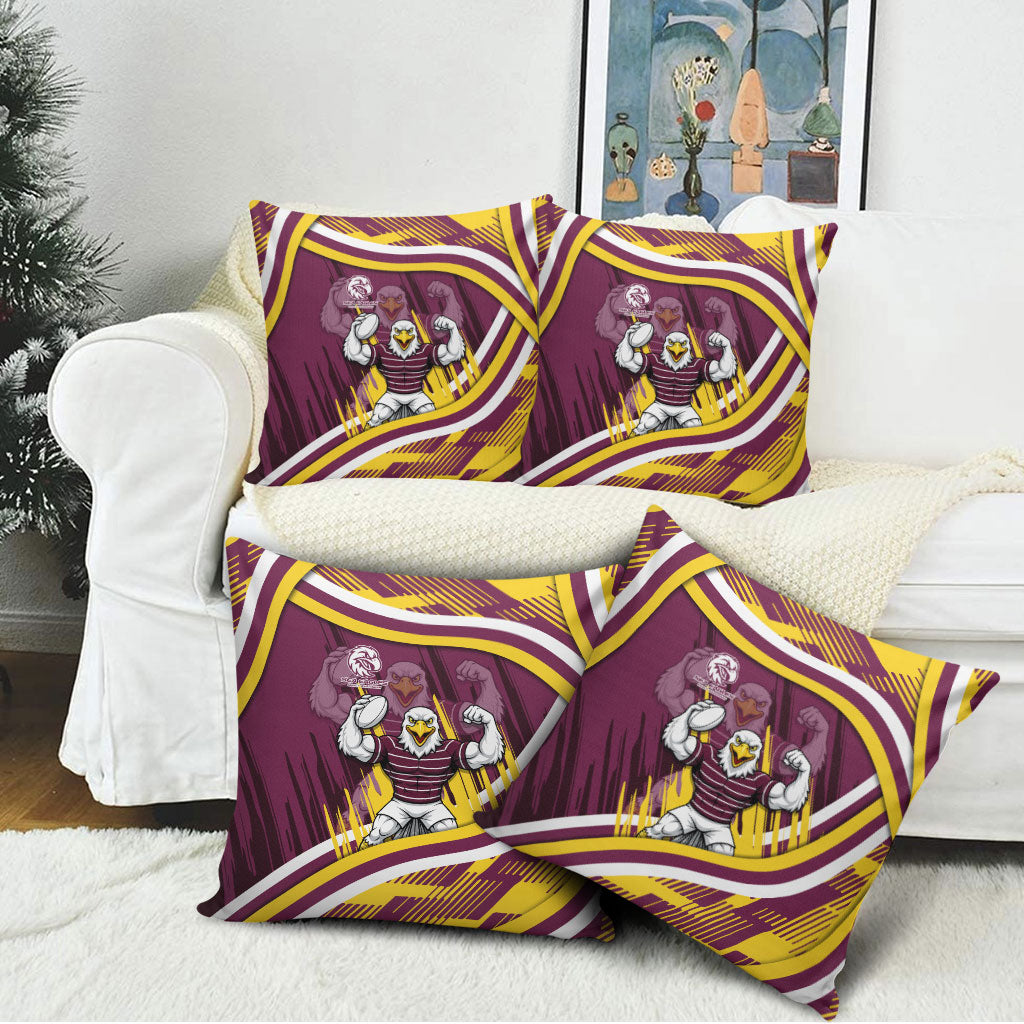 Sea Eagles Rugby Mascot Pillow Cover Fierce Athlete Graphic in Sports Style