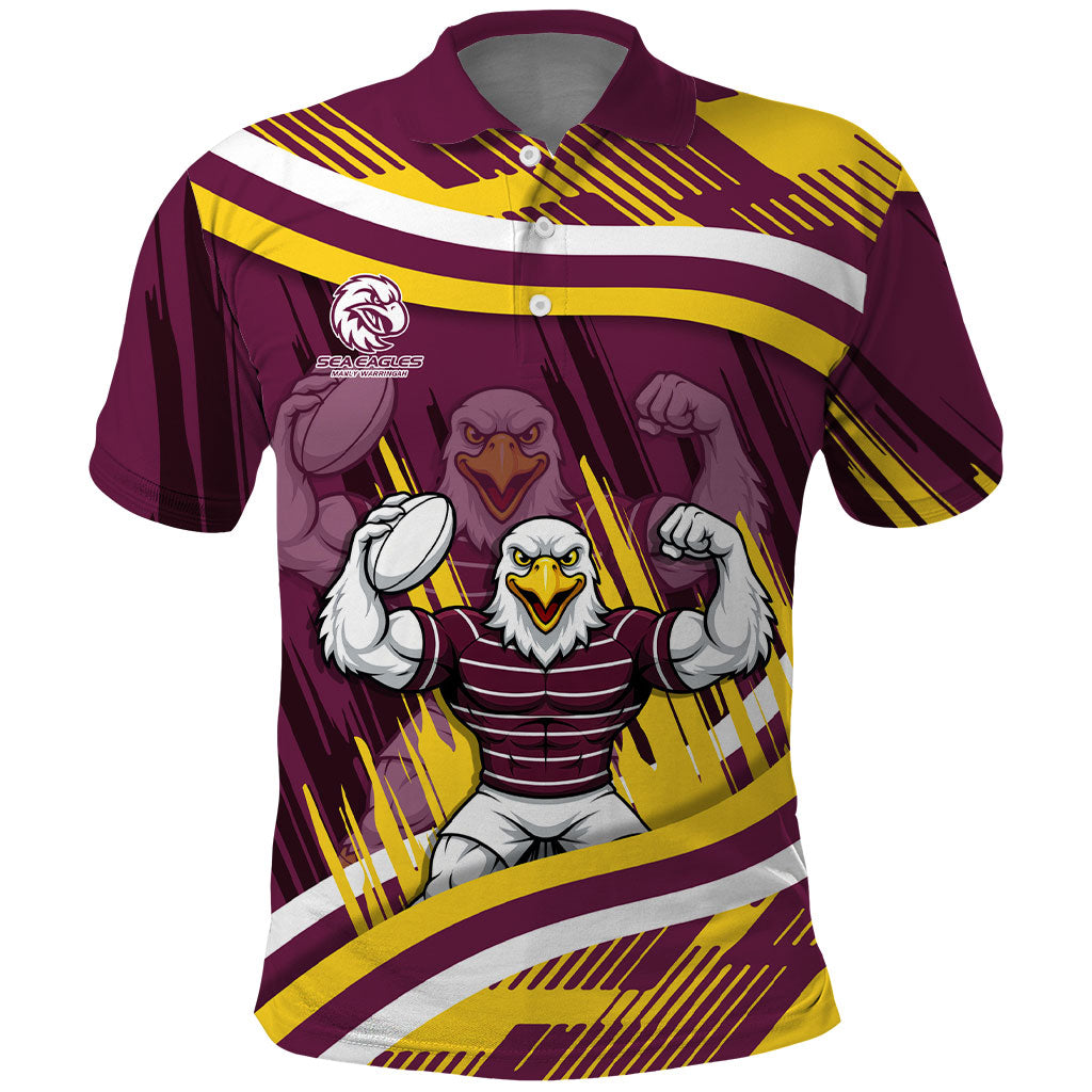 Sea Eagles Rugby Mascot Polo Shirt Fierce Athlete Graphic in Sports Style