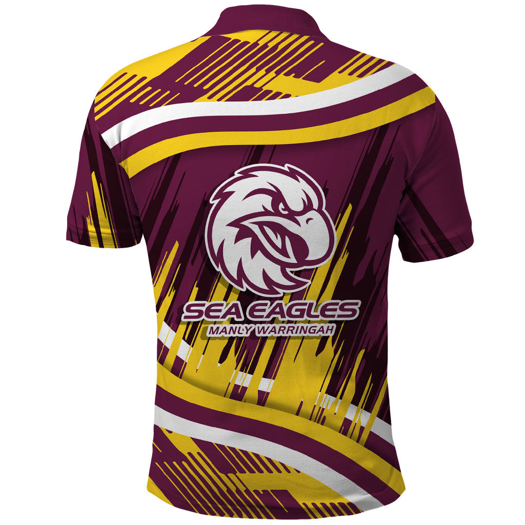 Sea Eagles Rugby Mascot Polo Shirt Fierce Athlete Graphic in Sports Style