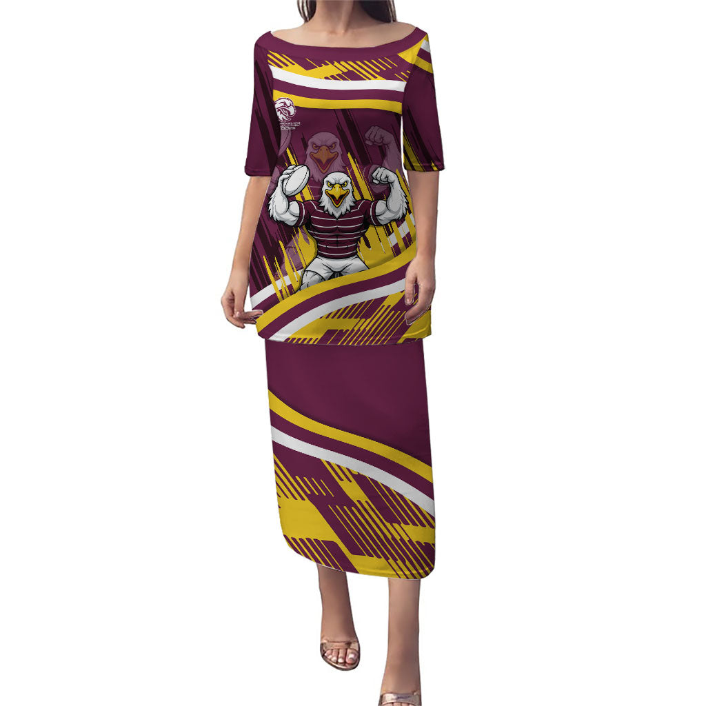 Sea Eagles Rugby Mascot Puletasi Fierce Athlete Graphic in Sports Style