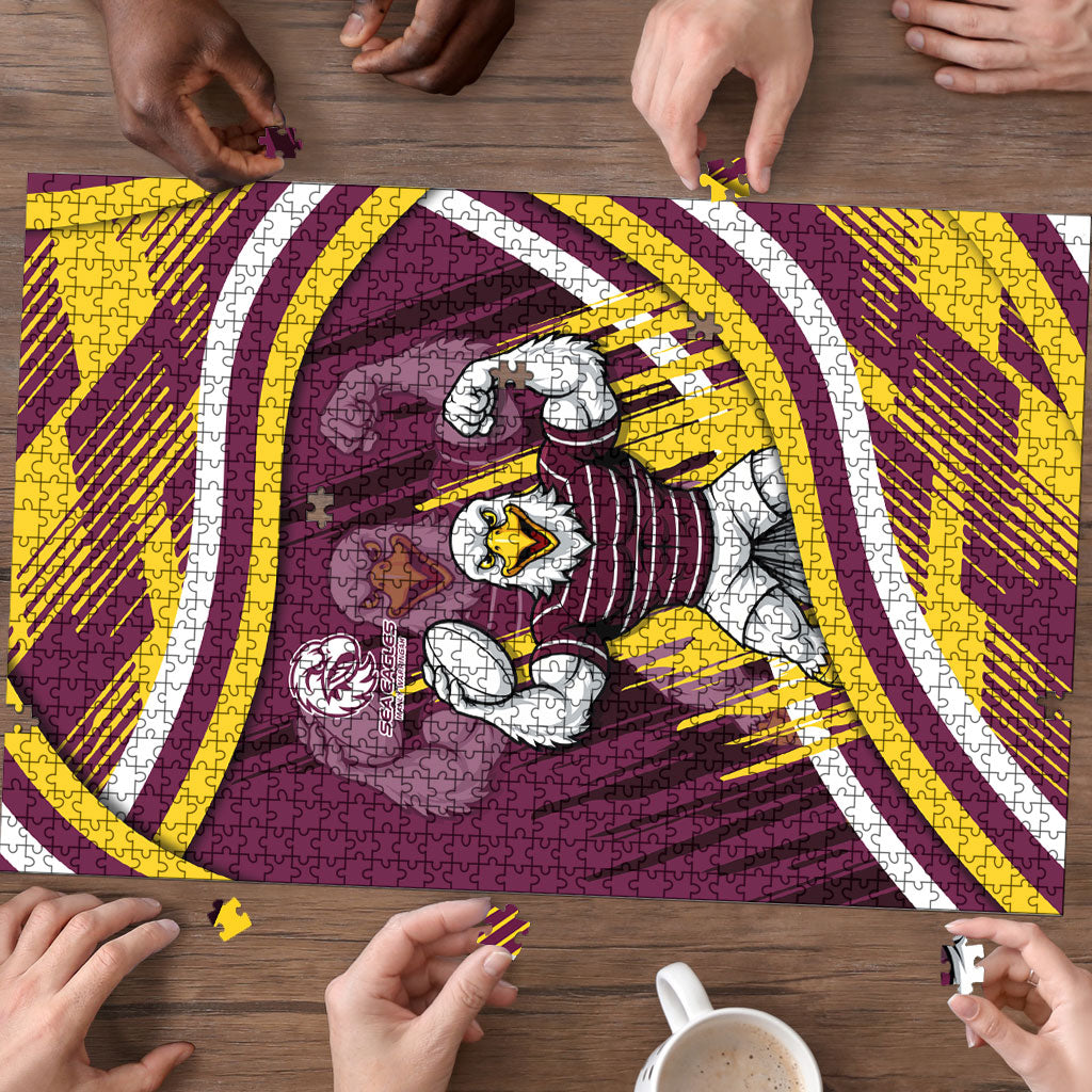 Sea Eagles Rugby Mascot Puzzle Fierce Athlete Graphic in Sports Style