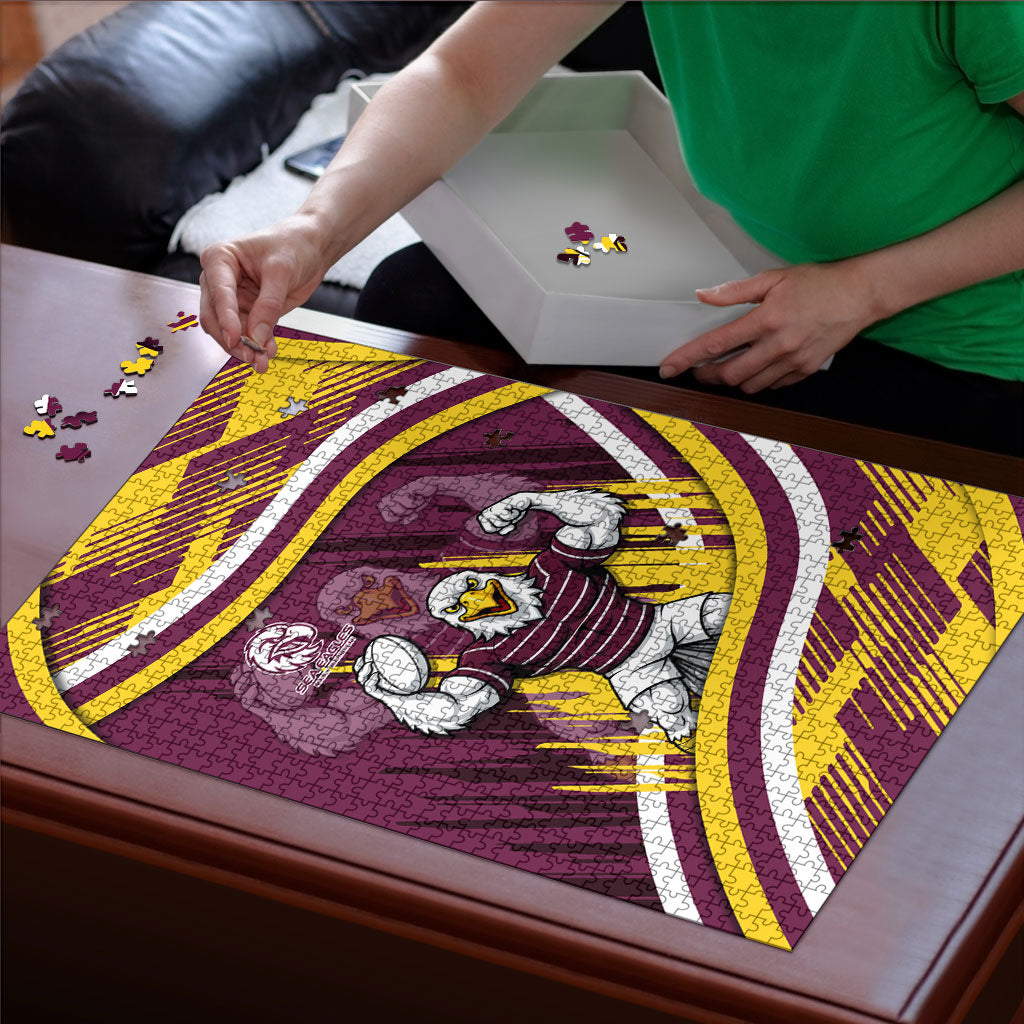 Sea Eagles Rugby Mascot Puzzle Fierce Athlete Graphic in Sports Style