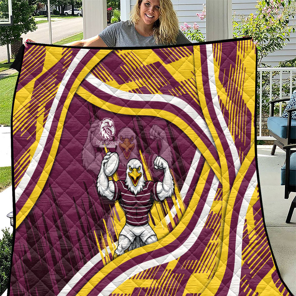 Sea Eagles Rugby Mascot Quilt Fierce Athlete Graphic in Sports Style