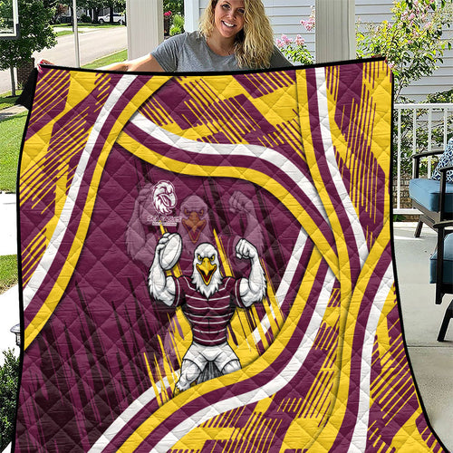 Sea Eagles Rugby Mascot Quilt Fierce Athlete Graphic in Sports Style