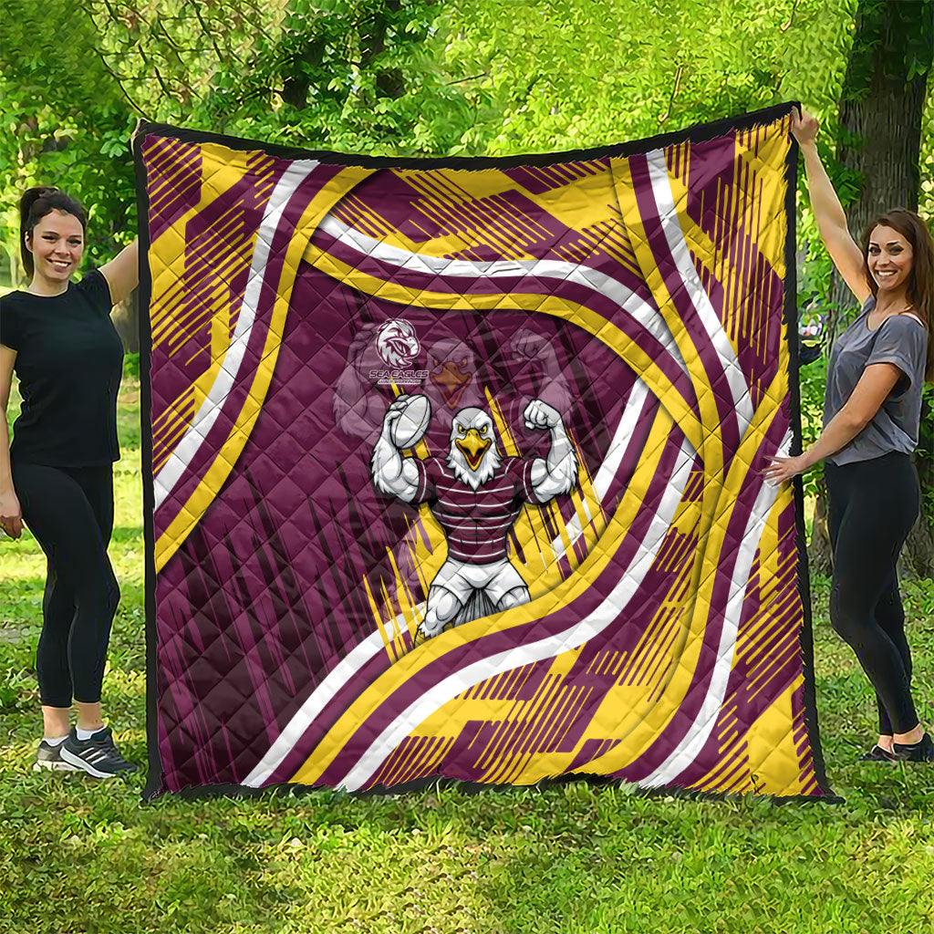 Sea Eagles Rugby Mascot Quilt Fierce Athlete Graphic in Sports Style