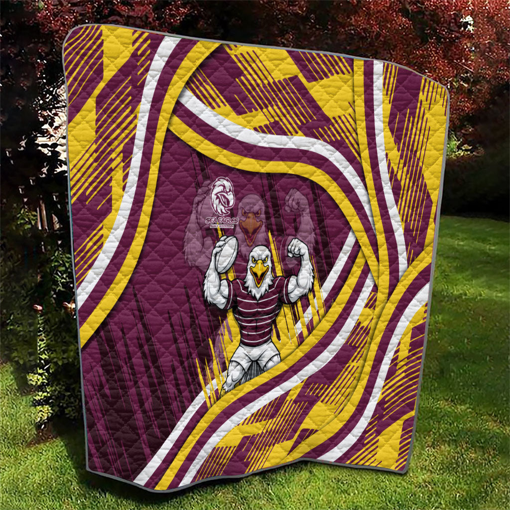 Sea Eagles Rugby Mascot Quilt Fierce Athlete Graphic in Sports Style