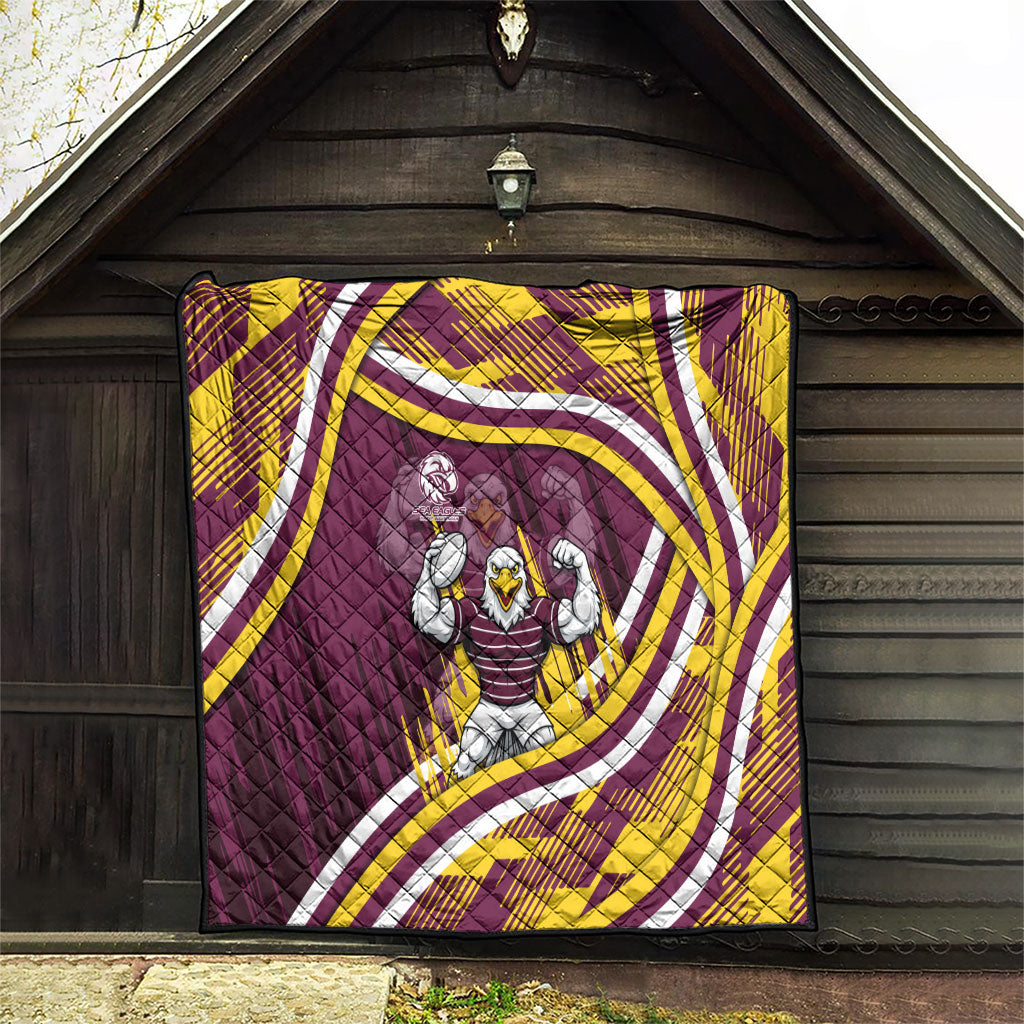 Sea Eagles Rugby Mascot Quilt Fierce Athlete Graphic in Sports Style