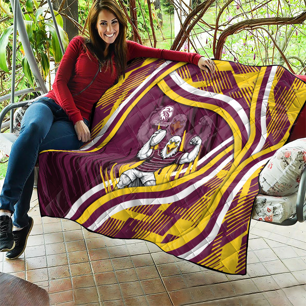 Sea Eagles Rugby Mascot Quilt Fierce Athlete Graphic in Sports Style