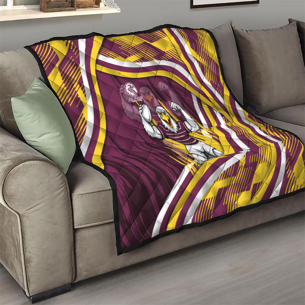 Sea Eagles Rugby Mascot Quilt Fierce Athlete Graphic in Sports Style