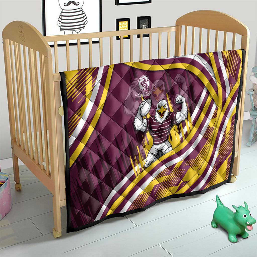 Sea Eagles Rugby Mascot Quilt Fierce Athlete Graphic in Sports Style