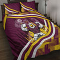 Sea Eagles Rugby Mascot Quilt Bed Set Fierce Athlete Graphic in Sports Style