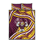 Sea Eagles Rugby Mascot Quilt Bed Set Fierce Athlete Graphic in Sports Style