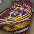 Sea Eagles Rugby Mascot Quilt Bed Set Fierce Athlete Graphic in Sports Style