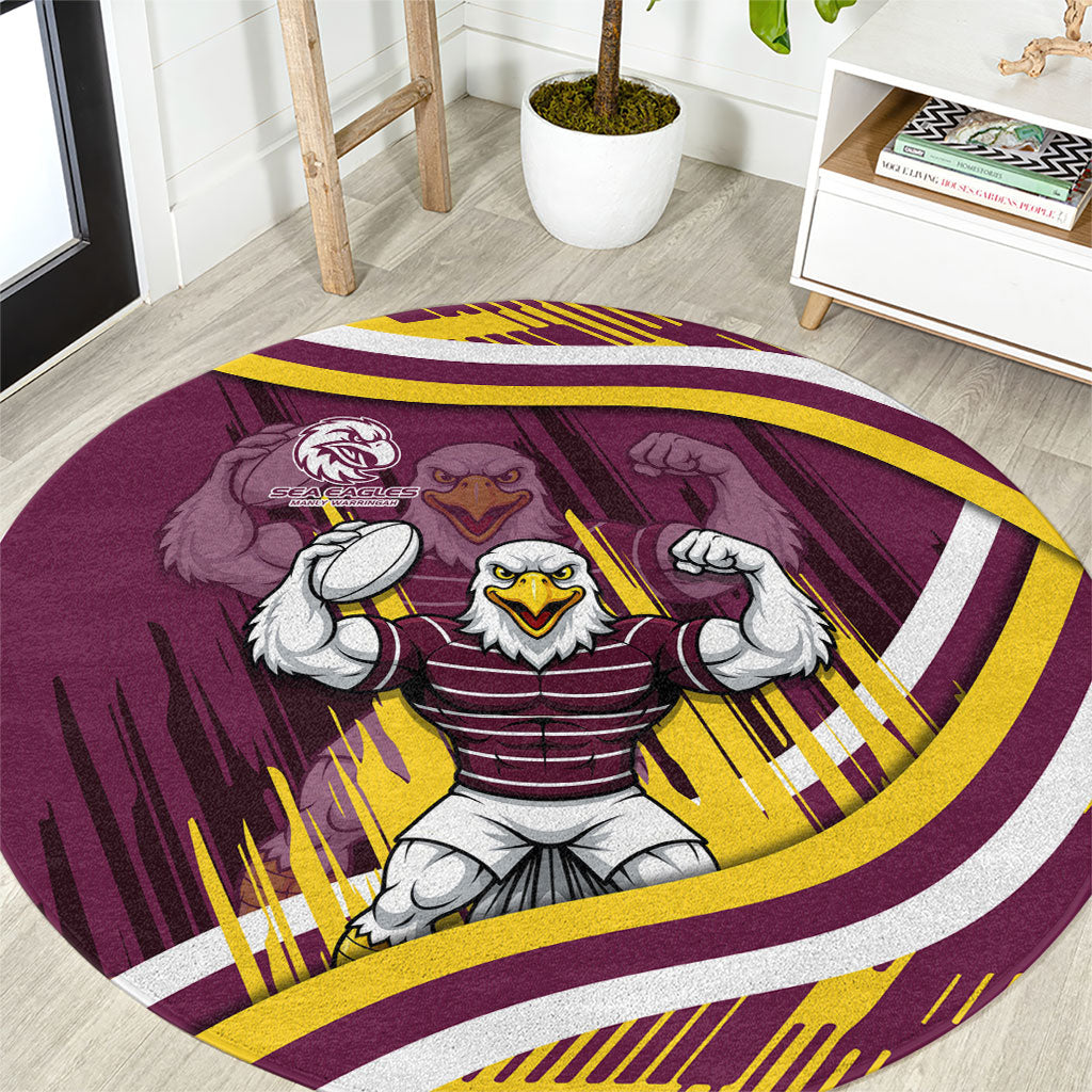Sea Eagles Rugby Mascot Round Carpet Fierce Athlete Graphic in Sports Style