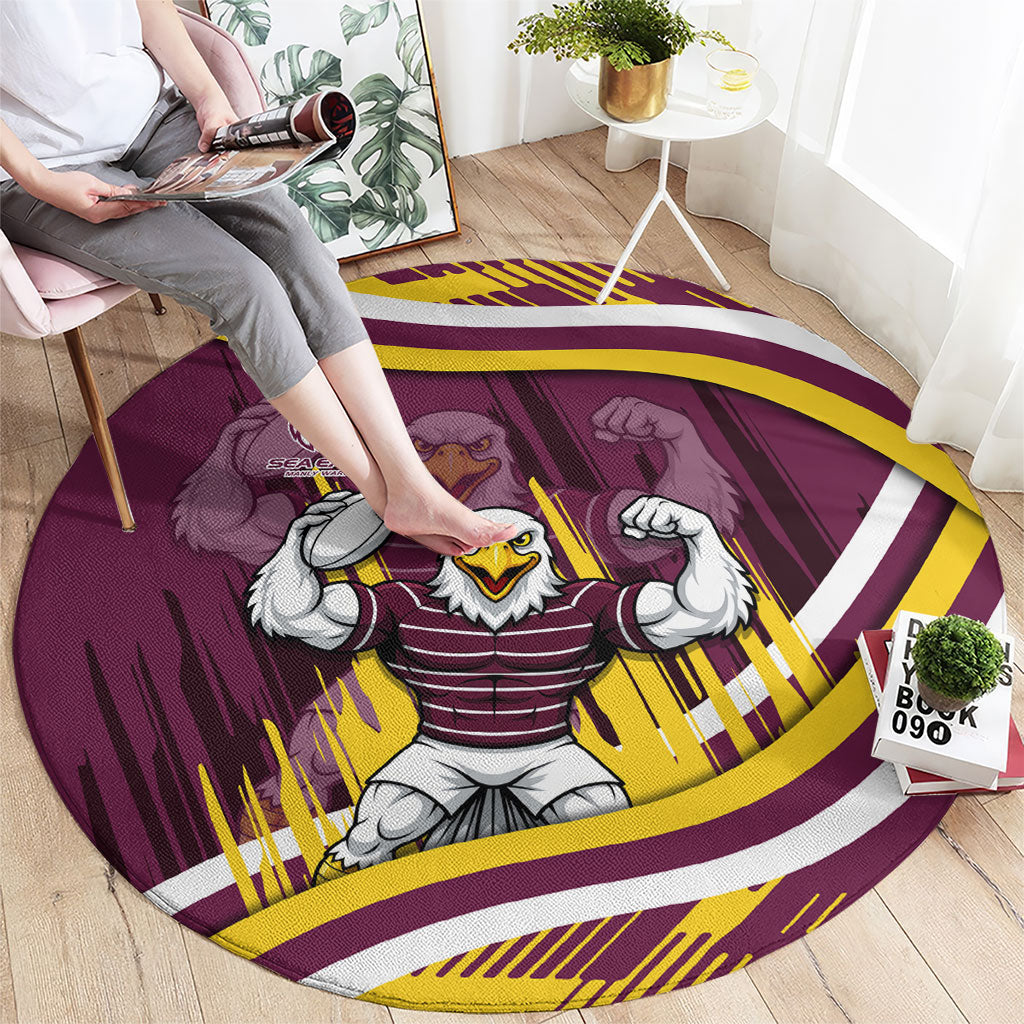 Sea Eagles Rugby Mascot Round Carpet Fierce Athlete Graphic in Sports Style