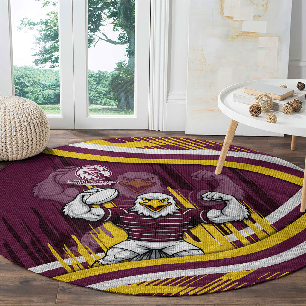 Sea Eagles Rugby Mascot Round Carpet Fierce Athlete Graphic in Sports Style