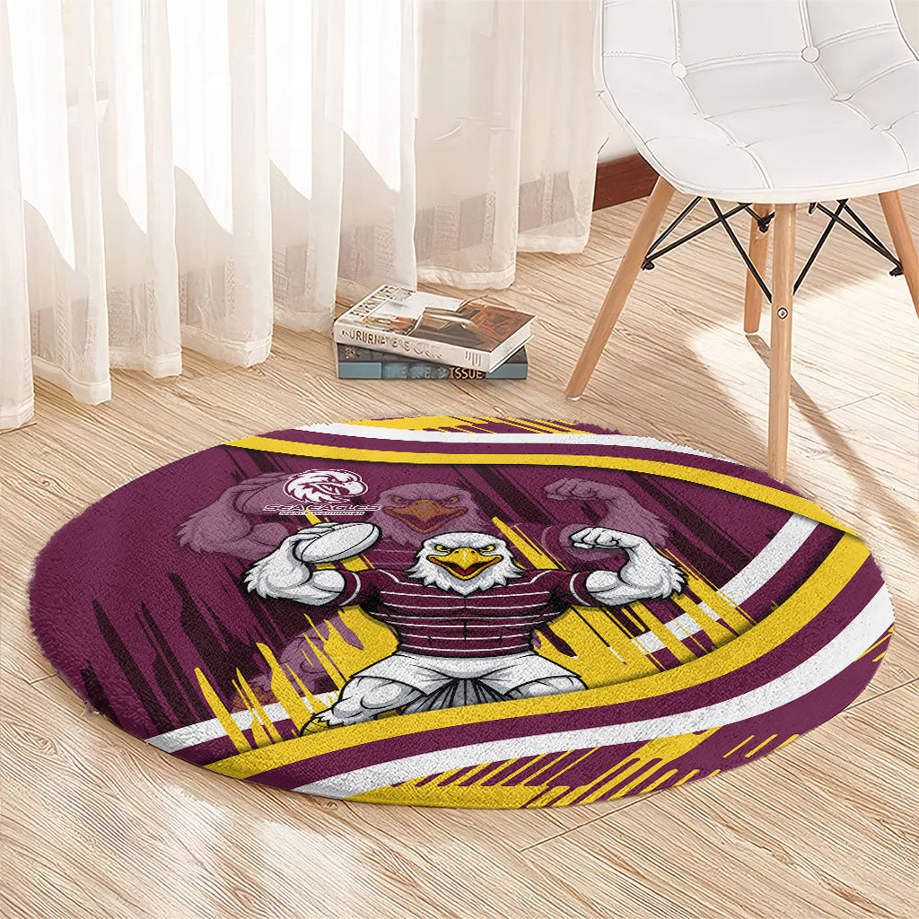 Sea Eagles Rugby Mascot Round Carpet Fierce Athlete Graphic in Sports Style