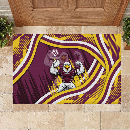 Sea Eagles Rugby Mascot Rubber Doormat Fierce Athlete Graphic in Sports Style