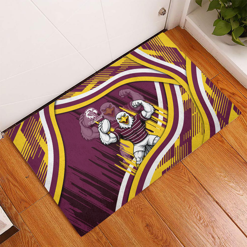 Sea Eagles Rugby Mascot Rubber Doormat Fierce Athlete Graphic in Sports Style