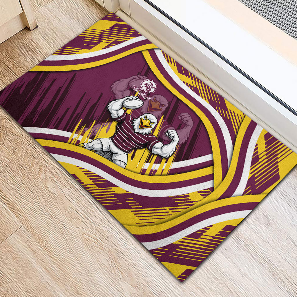 Sea Eagles Rugby Mascot Rubber Doormat Fierce Athlete Graphic in Sports Style