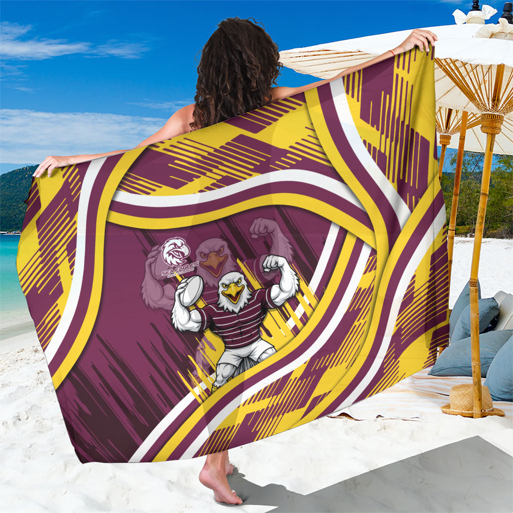 Sea Eagles Rugby Mascot Sarong Fierce Athlete Graphic in Sports Style