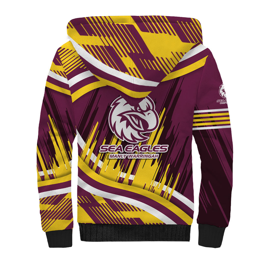 Sea Eagles Rugby Mascot Sherpa Hoodie Fierce Athlete Graphic in Sports Style