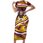 Sea Eagles Rugby Mascot Short Sleeve Bodycon Dress Fierce Athlete Graphic in Sports Style