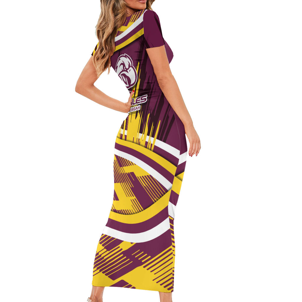 Sea Eagles Rugby Mascot Short Sleeve Bodycon Dress Fierce Athlete Graphic in Sports Style