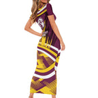 Sea Eagles Rugby Mascot Short Sleeve Bodycon Dress Fierce Athlete Graphic in Sports Style