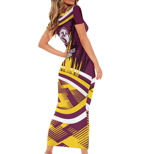 Sea Eagles Rugby Mascot Short Sleeve Bodycon Dress Fierce Athlete Graphic in Sports Style
