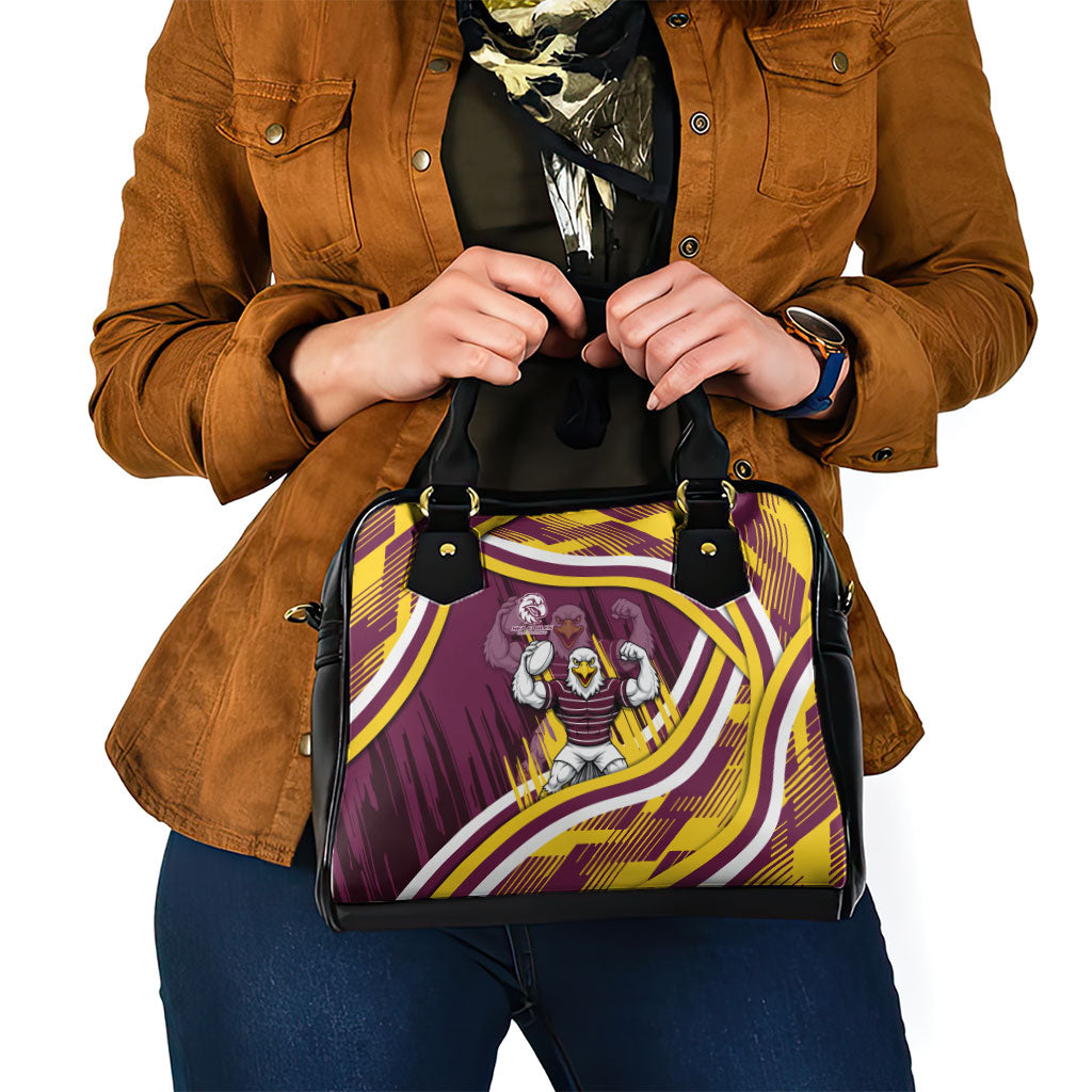 Sea Eagles Rugby Mascot Shoulder Handbag Fierce Athlete Graphic in Sports Style