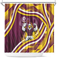 Sea Eagles Rugby Mascot Shower Curtain Fierce Athlete Graphic in Sports Style