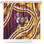 Sea Eagles Rugby Mascot Shower Curtain Fierce Athlete Graphic in Sports Style