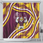 Sea Eagles Rugby Mascot Shower Curtain Fierce Athlete Graphic in Sports Style