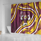 Sea Eagles Rugby Mascot Shower Curtain Fierce Athlete Graphic in Sports Style