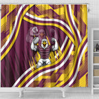 Sea Eagles Rugby Mascot Shower Curtain Fierce Athlete Graphic in Sports Style