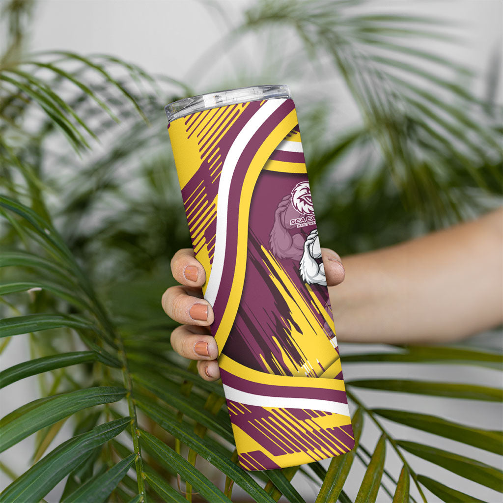 Sea Eagles Rugby Mascot Skinny Tumbler Fierce Athlete Graphic in Sports Style