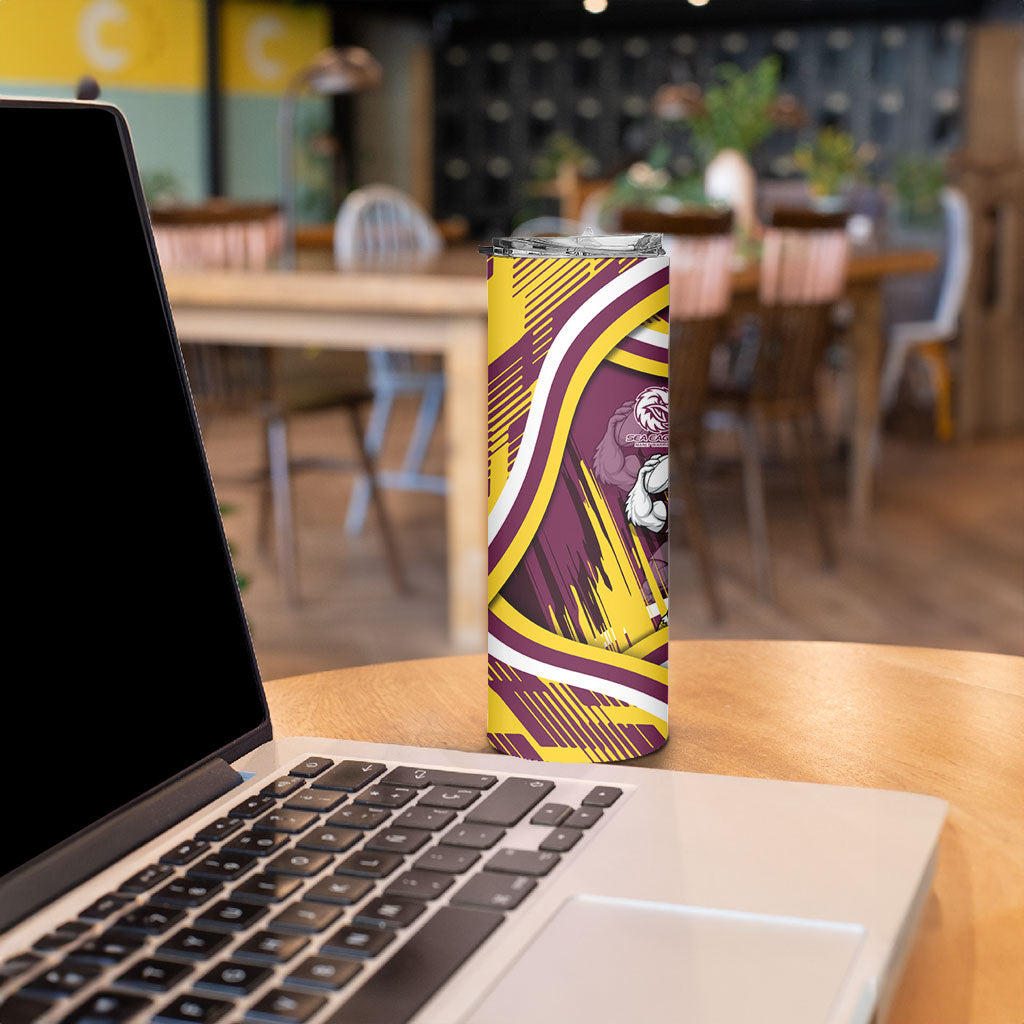 Sea Eagles Rugby Mascot Skinny Tumbler Fierce Athlete Graphic in Sports Style