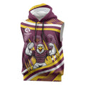 Sea Eagles Rugby Mascot Sleeveless Hoodie Fierce Athlete Graphic in Sports Style