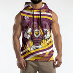Sea Eagles Rugby Mascot Sleeveless Hoodie Fierce Athlete Graphic in Sports Style