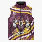 Sea Eagles Rugby Mascot Sleeveless Puffer Jacket Fierce Athlete Graphic in Sports Style