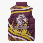 Sea Eagles Rugby Mascot Sleeveless Puffer Jacket Fierce Athlete Graphic in Sports Style