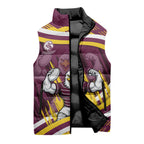 Sea Eagles Rugby Mascot Sleeveless Puffer Jacket Fierce Athlete Graphic in Sports Style