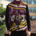 Sea Eagles Rugby Mascot Sleeveless Puffer Jacket Fierce Athlete Graphic in Sports Style